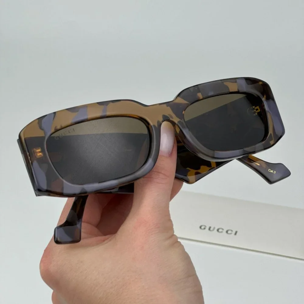 Gucci GG1426S 003 BRAND NEW Sunglasses Lilac Havana Brown Unisex Rectangle